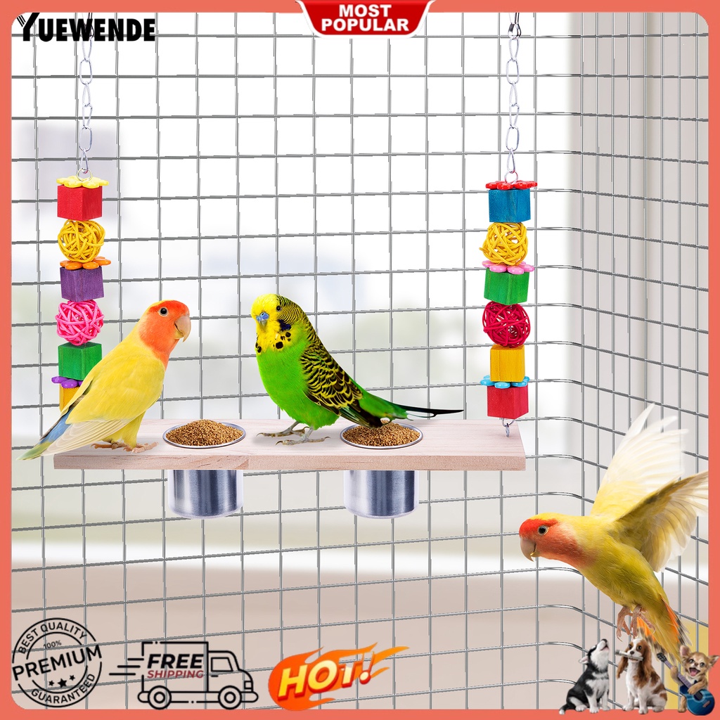 Giá Đỡ Đứng Kèm 2 Cốc Đựng Thức Ăn Có Thể Tái Sử Dụng Cho Chim Vẹt