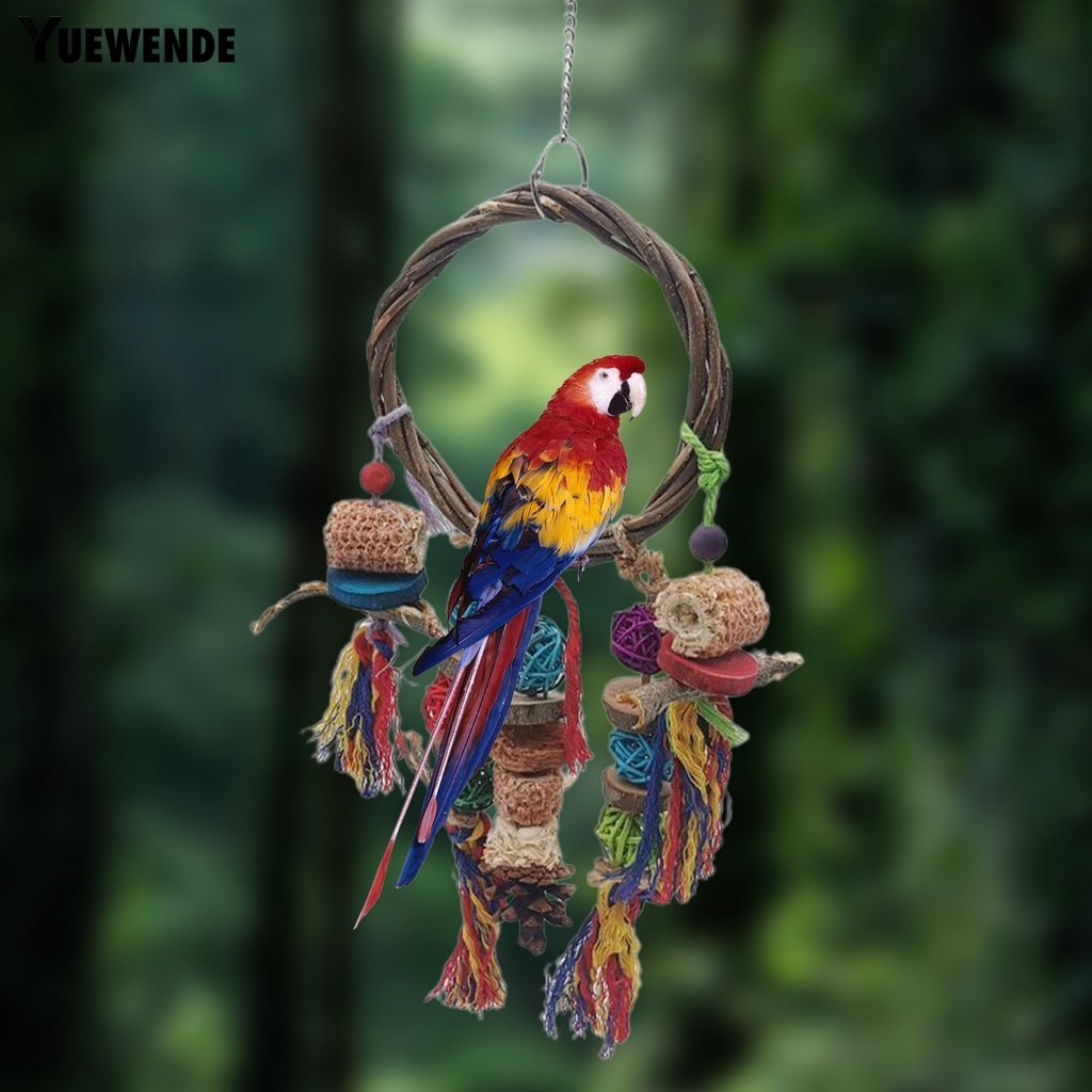 Đồ Chơi Treo Bằng Gỗ Tự Nhiên Nhiều Màu Sắc Cho Vẹt