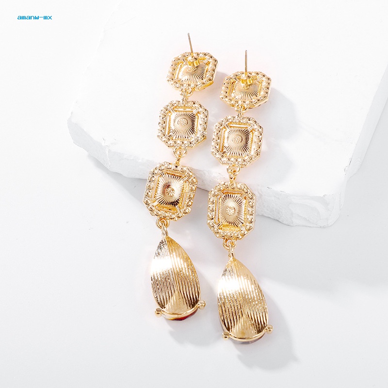 Khuyên Tai Dáng Dài Đính Kim Cương Hình Giọt Nước Siêu Lấp Lánh Thời Trang Âu Mỹ Cao Cấp Dành Cho Cô Dâu