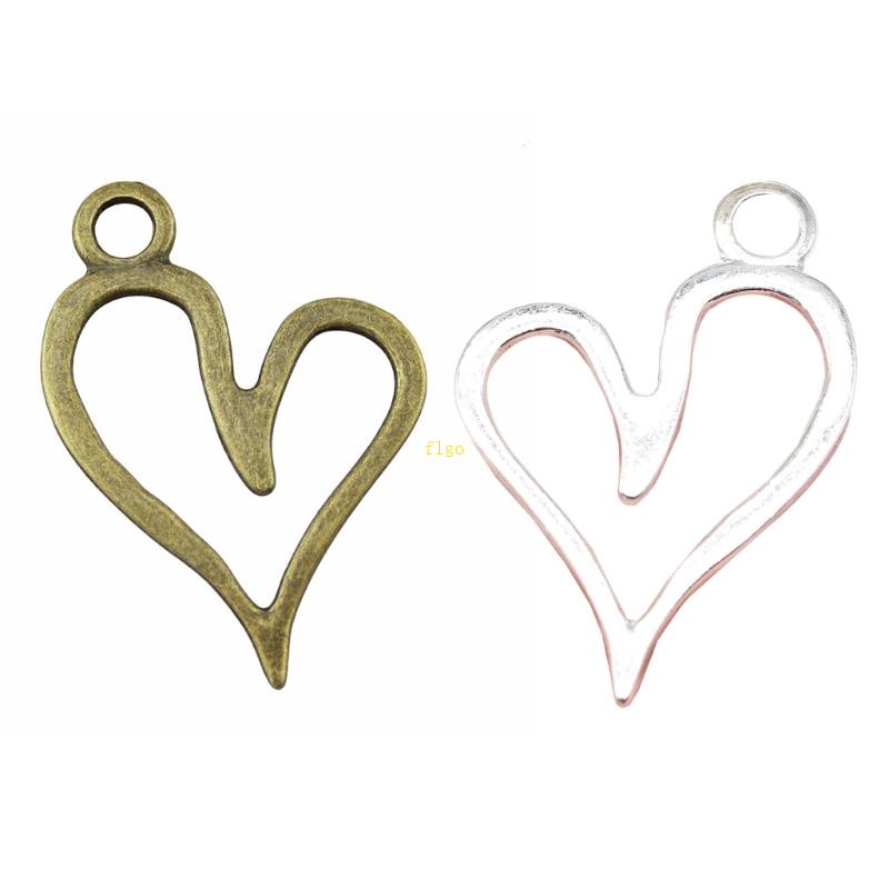 Bộ 10 / 20 Phụ Kiện Làm Trang Sức Hình Trái Tim Bằng Kim Loại DIY