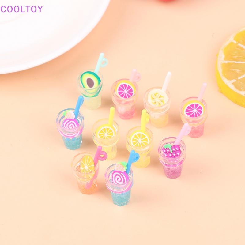 Set 10 Mặt Dây Chuyền Resin 3D Diy Phát Sáng Trong Đêm Hình Cốc Nước Hoạt Hình