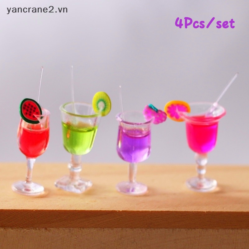 Set 4 Ly Cocktail Trái Cây 1: 6 Trang Trí Nhà Búp Bê 1: 6