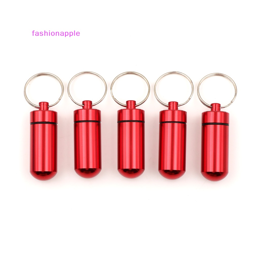 Bộ 5 Hộp Đựng Thuốc Mini Bằng Nhôm Chống Thấm Nước Kèm Móc Khóa Tiện Dụng