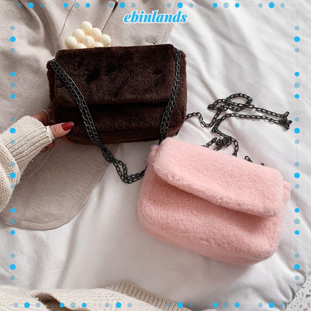 Túi Xách Đeo Vai Phủ Bông Mềm Phối Dây Xích Thời Trang Nữ Sành Điệu