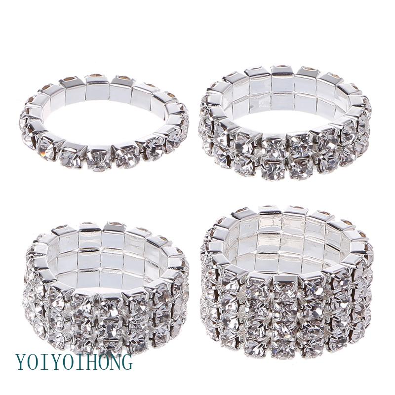 Nhẫn Đính Hôn Co Giãn Dát Đá Pha Lê Cho Nữ