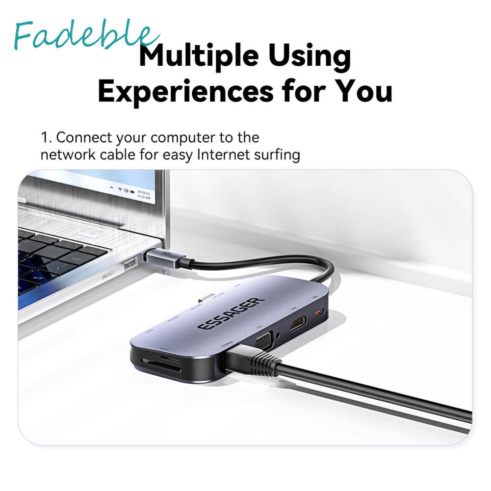 Bộ Chia Cổng Sạc USB Type C 11 Trong 1 Cho Laptop