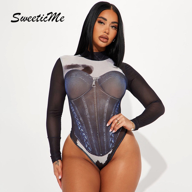 Bộ Áo Liền Quần Tay Dài Dáng Ôm Phối Màu Tương Phản Thời Trang 2023 Cho Bạn Gái