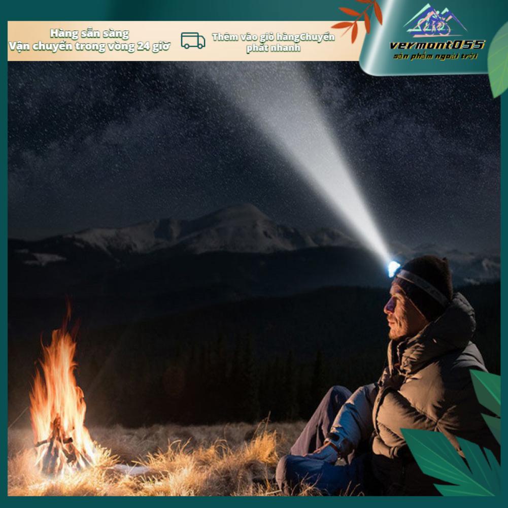 Vermont055 Đèn Pha LED Ánh Sáng Mạnh Tầm Xa Di Động Cảm Ứng Sạc USB Dành Cho Câu Cá Chạy Đêm Ngoài Trời