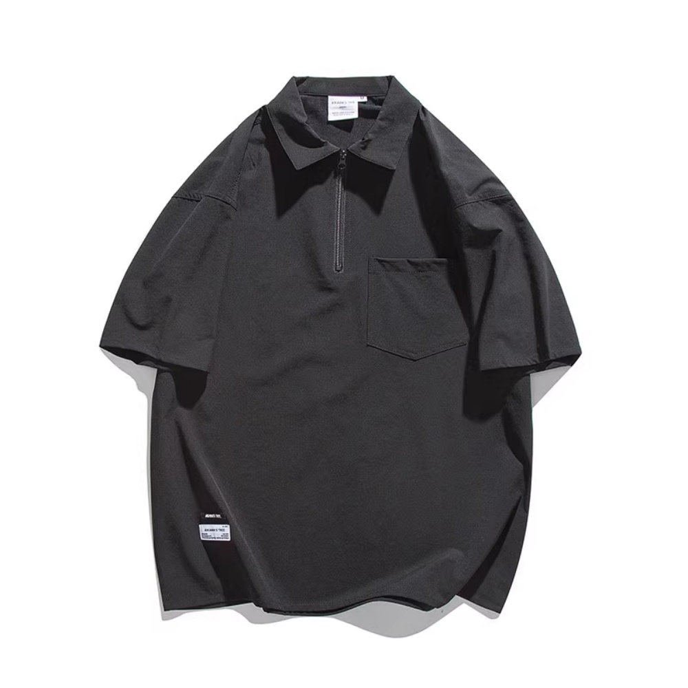 Áo Sơ Mi Tay Ngắn Có Khóa Kéo Phong Cách Đường Phố Mỹ Thời Trang Mùa Hè Cho Nam