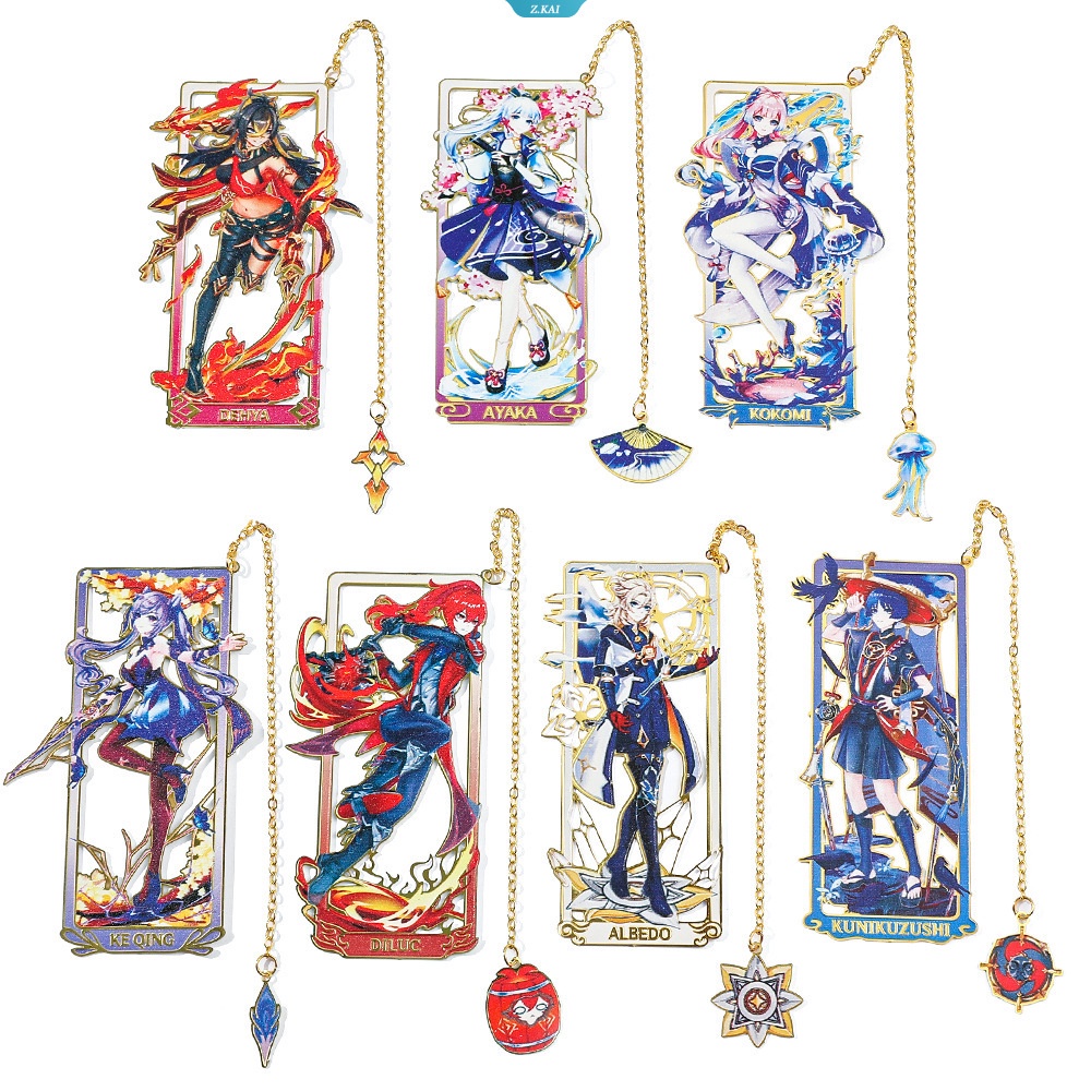 Thẻ Đánh Dấu Trang Sách Bằng Kim Loại Xiao Kaedehara Kazuha