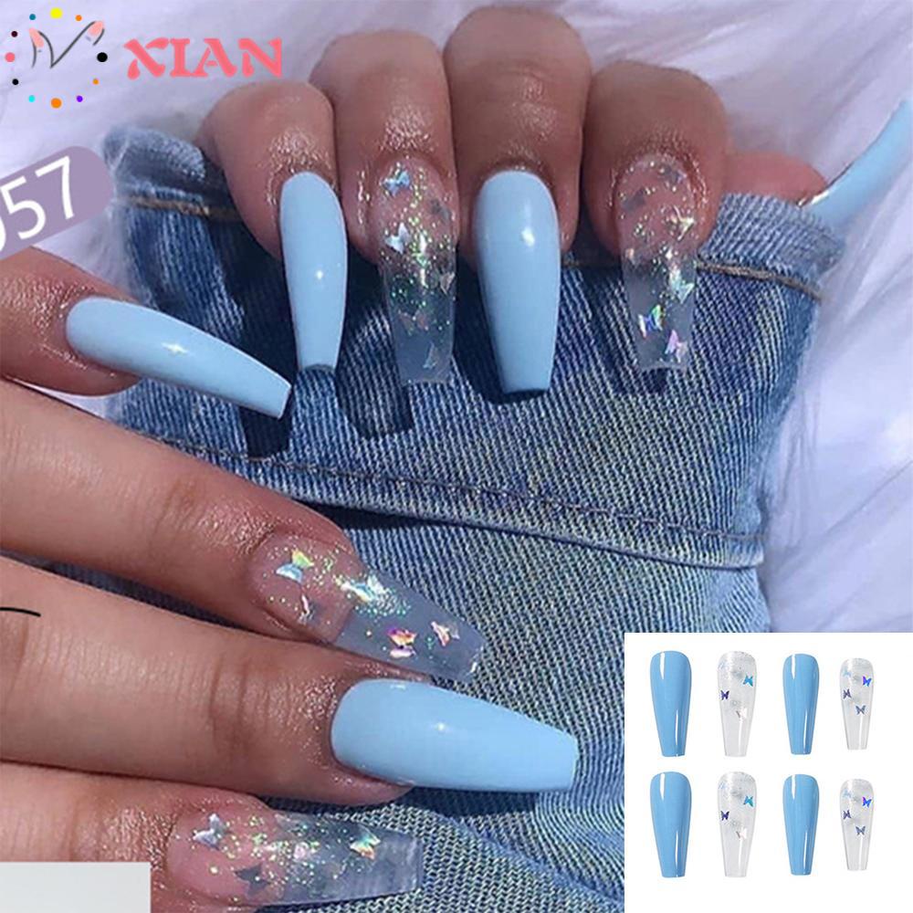 Hộp 24 Móng Tay Giả Múa Ba Lê Che Phủ Toàn Diện Có Thể Tháo Rời