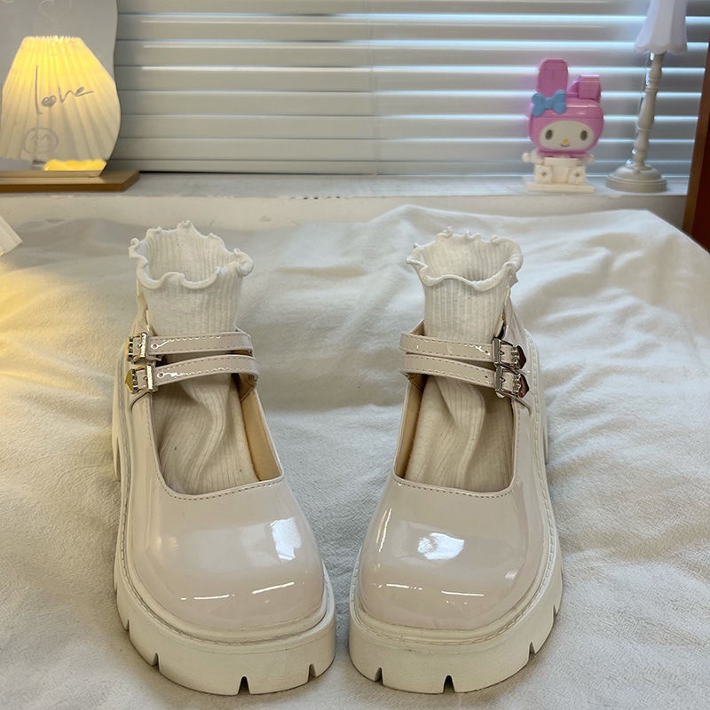 Giày Mary Jane Đế Dày Bằng Chất Liệu Da Phong Cách Thời Trang retro Dành Cho Nữ