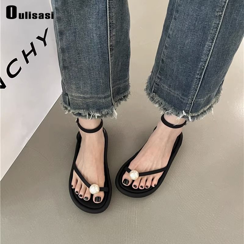 Giày Sandal Đế Phẳng Dày Dặn Thoải Mái Phong Cách Hàn Quốc Mới Cho Nữ