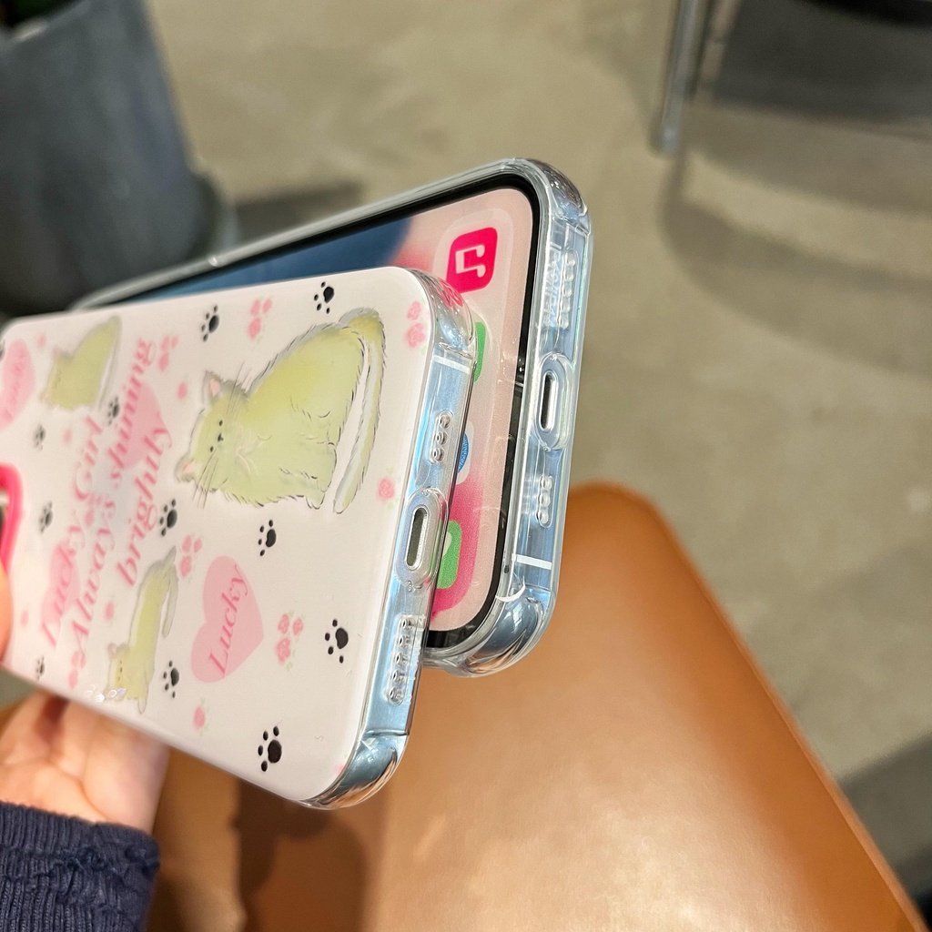 Ốp Điện Thoại Tpu Mềm Trong Suốt Họa Tiết Mèo Hoạt Hình Hai Mặt Cho iPhone 14 13 12 11Pro Max