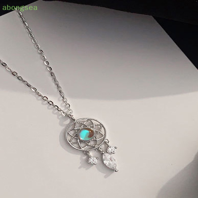Abongsea Vòng cổ Mặt Dreamcatcher Đính Đá Mặt Trăng Tua Rua Thanh Lịch Sáng Tạo Cho Nữ