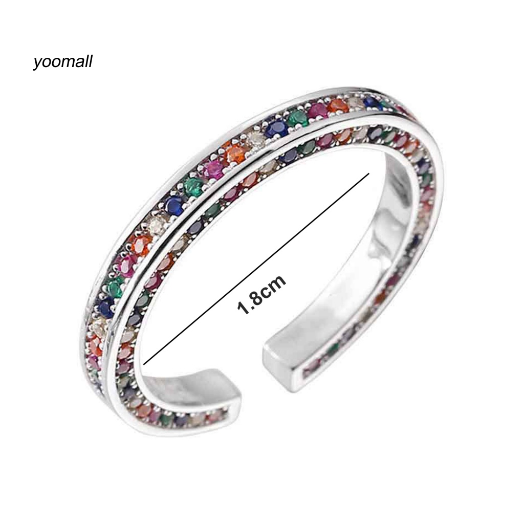 Nhẫn Hở Đính Đá Màu Cầu Vồng Lấp Lánh Thời Trang Cho Nữ