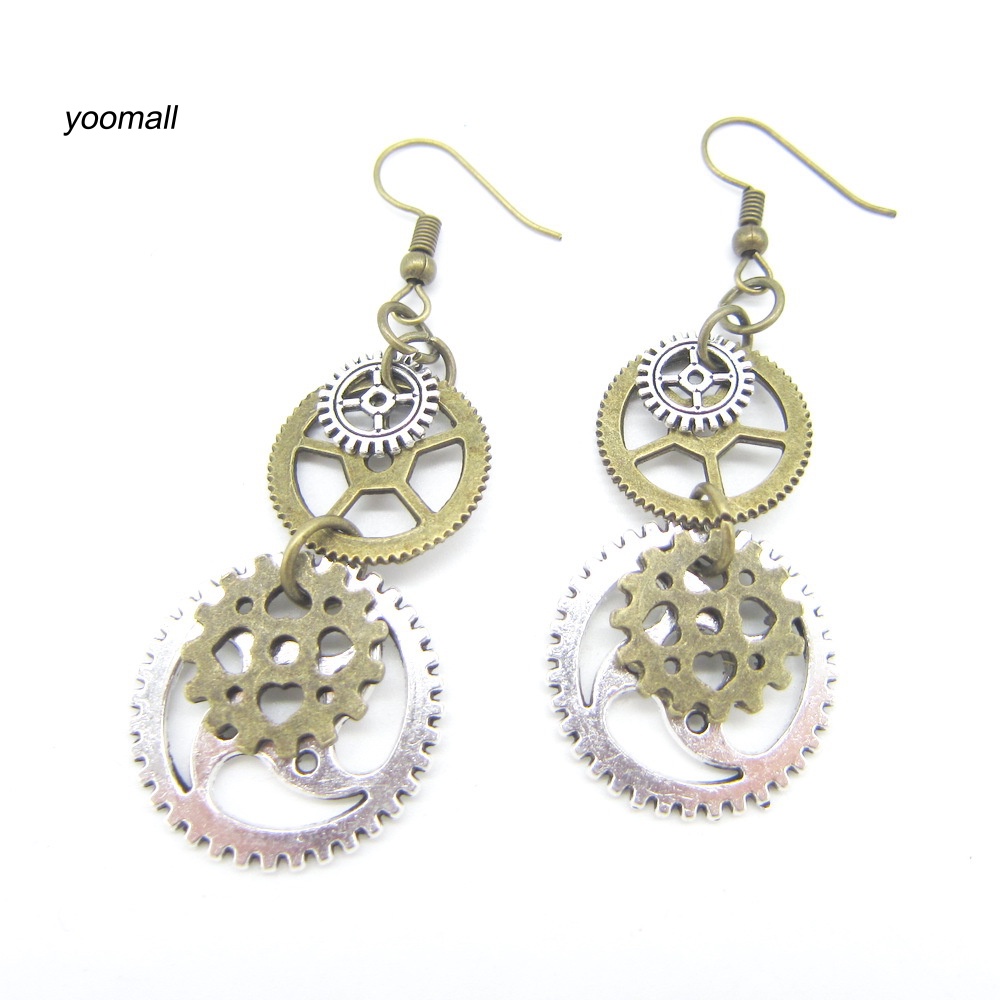 Khuyên Tai Hình Bánh Răng Phong Cách Steampunk