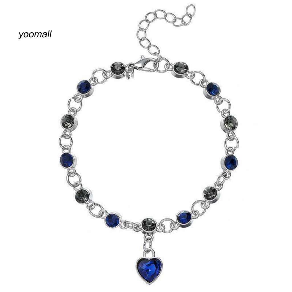 Vòng Tay Chuỗi Xích Đính Đá Zircon Hình Trái Tim Cho Ngày Valentine