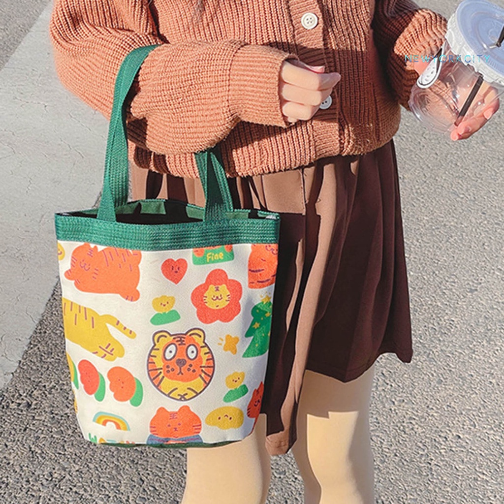 Túi Tote Bằng Vải Canvas Chống Nước Chống Mòn In Họa Tiết Hoạt Hình Sức Chứa Lớn