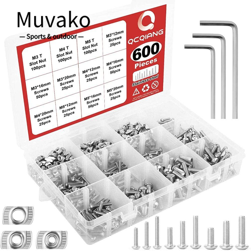 MUVAKO Bộ 600 Đinh Vít Đầu Lục Giác Chữ T Chuyên Dụng