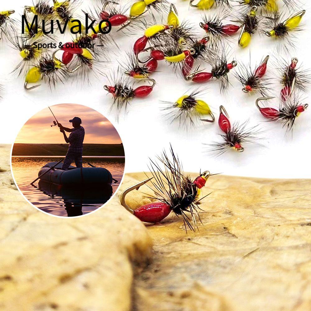MUVAKO Bộ 5 Mồi Câu Cá Hình Kiến 12 Con Ruồi Chất Lượng Cao# 14# 16# Phụ Kiện Chuyên Dụng Chất Lượng