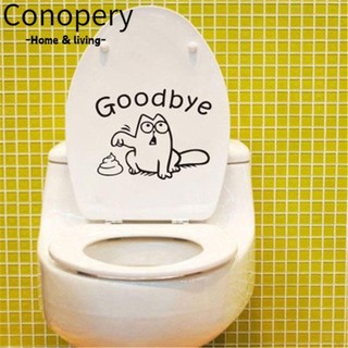 Conopery Miếng dán trang trí nắp bồn cầu sáng tạo có hình và chữ Goodbye chất liệu nhựa vinyl kích thước 19x15cm