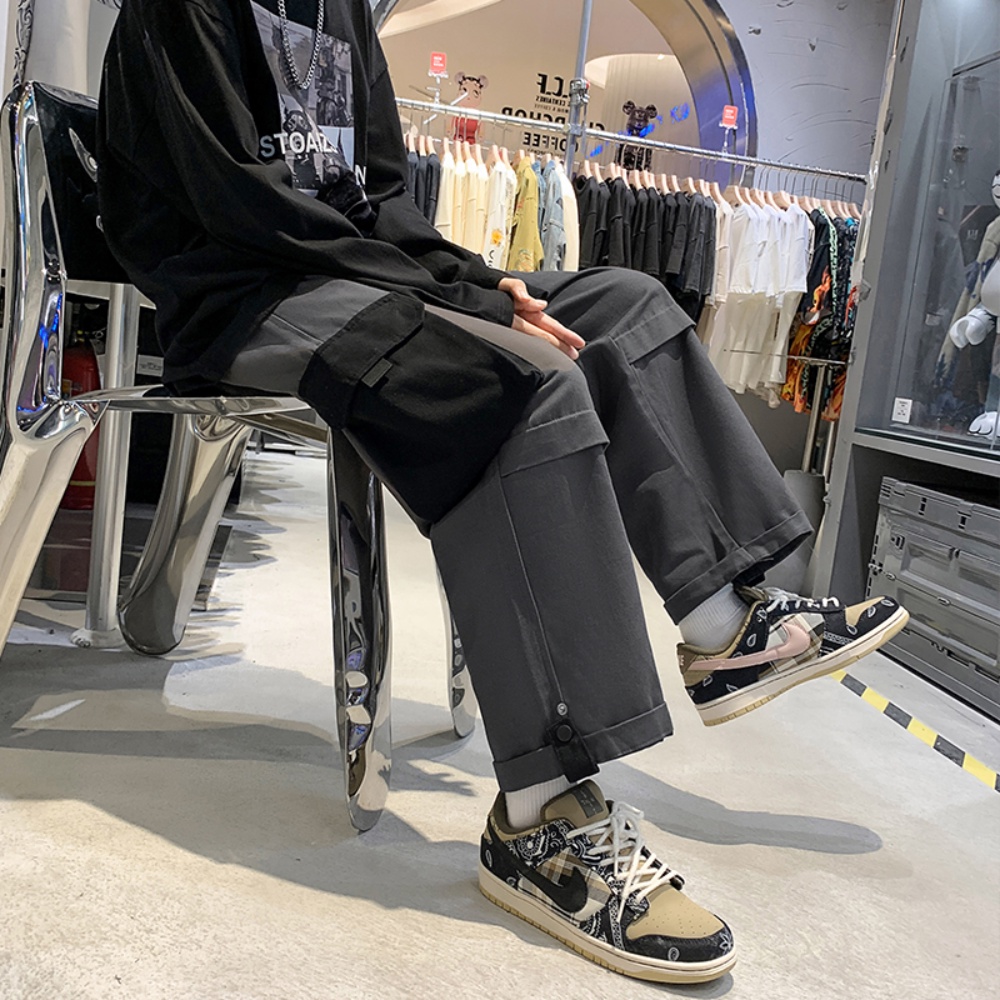 Quần Dài Dáng Rộng Phong Cách Retro Nhật Bản Thời Trang Xuân Thu Cho Nam