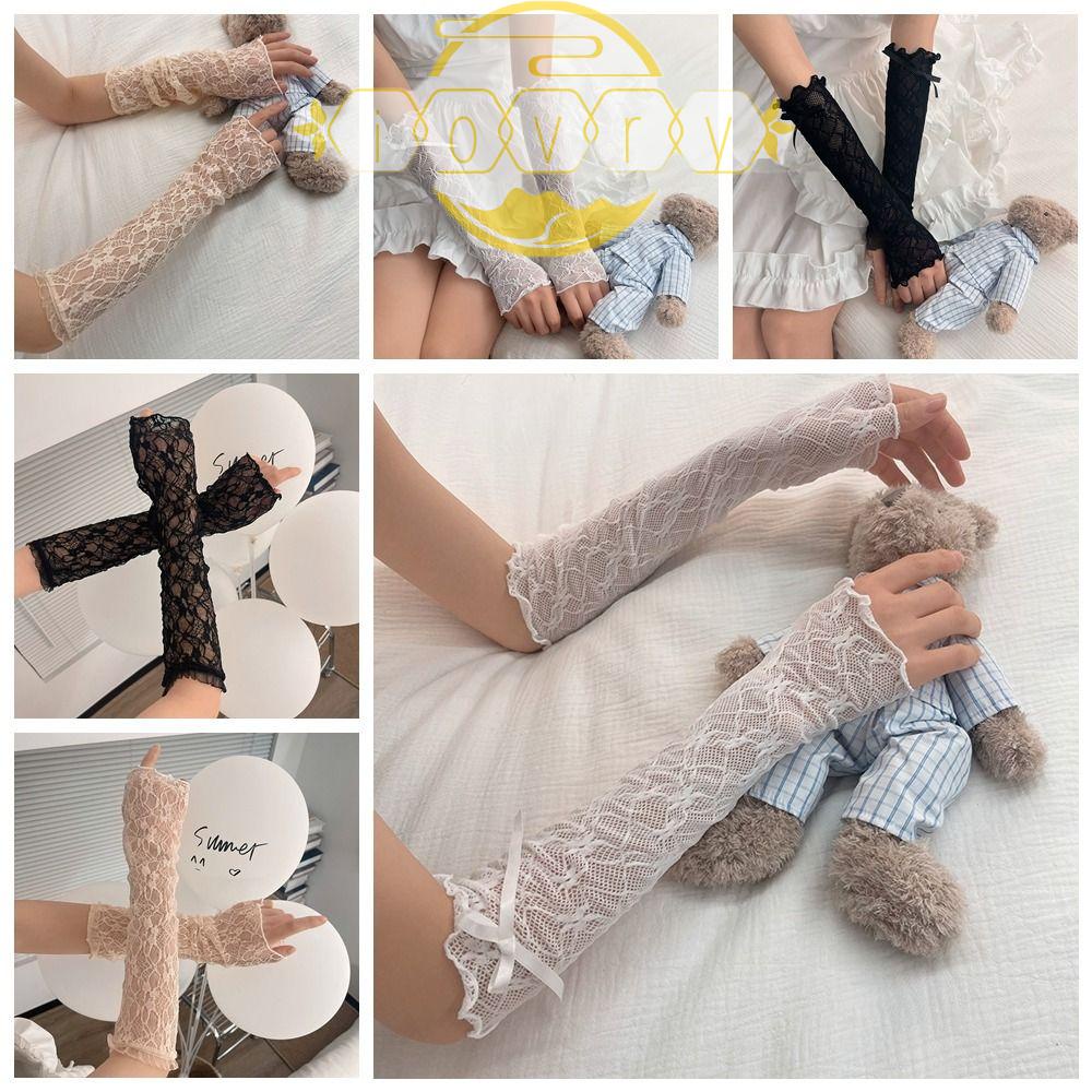 Găng Tay Lưới Hở Ngón Chống Tia UV Y2k Dành Cho Nữ