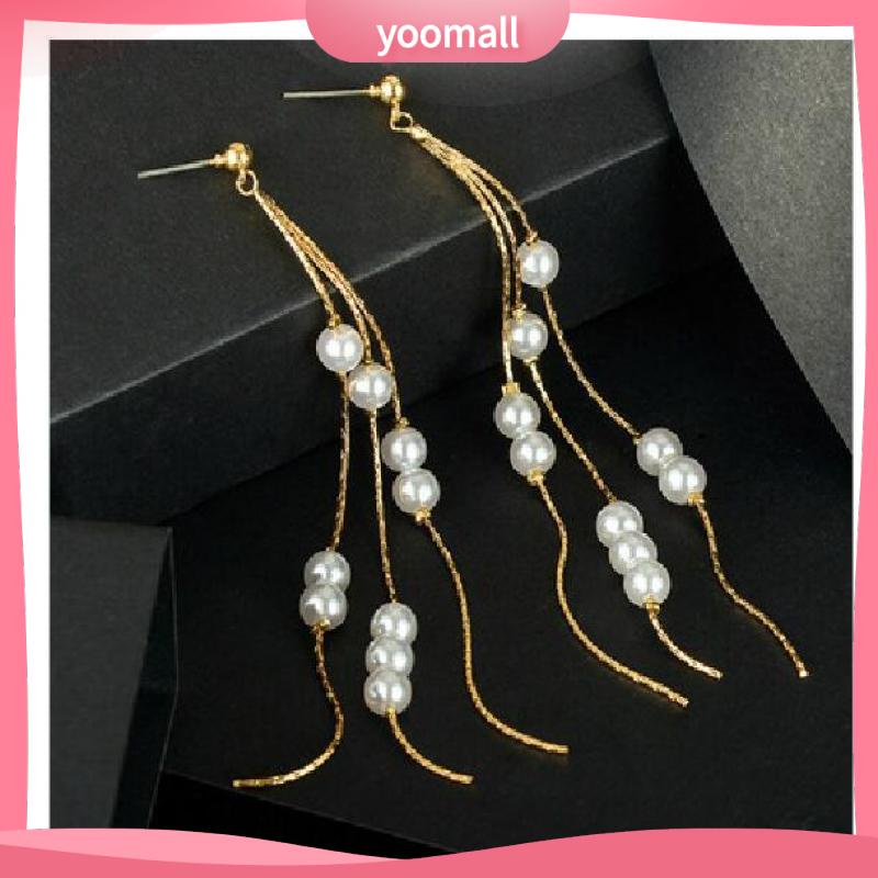 Khuyên Tai Tua Rua Đính Hạt Ngọc Trai Phong Cách Hàn Quốc