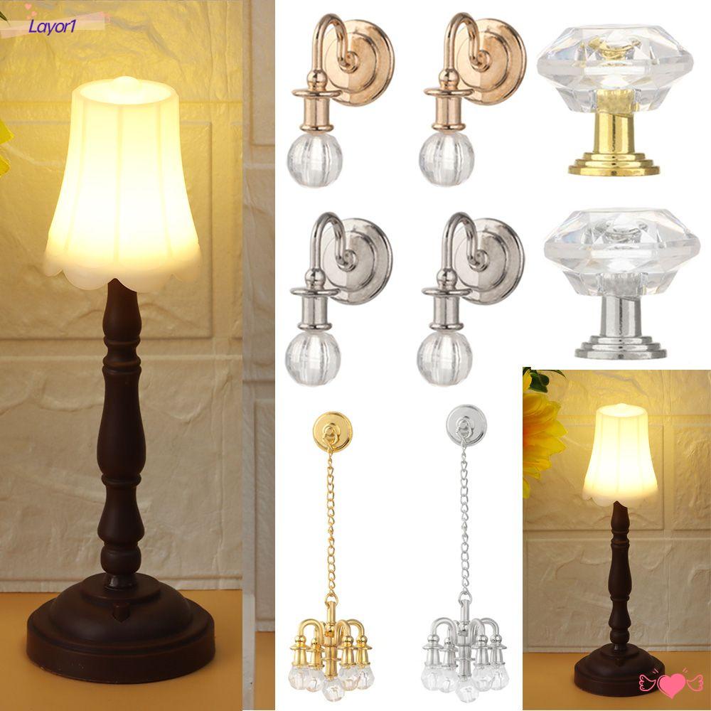 LAYOR1 1 Cặp Đèn Sàn Mini Trang Trí Nhà Búp Bê LAYOR1 1: 12