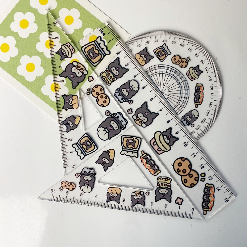 Bộ Thước Kẻ Hình Tam Giác Bằng Acrylic Dễ Thương Cho Học Sinh