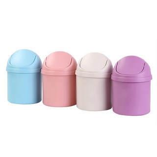 Mini Trash Can Storage Bucket Kitchen Plastic Desktop With Lid Small Trash Can