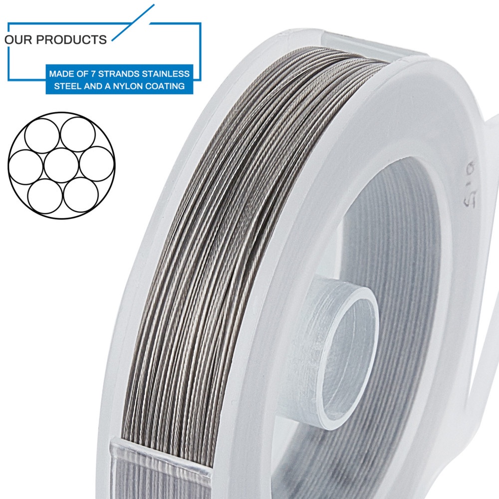 1 Cuộn Dây nylon 60m 0.5mm 7 Sợi Thép Không Gỉ 201 Làm Trang Sức Thủ Công