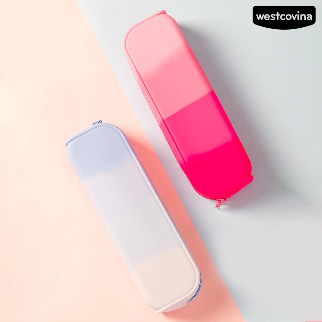 [WSTN]✎Túi Đựng Bút Bằng Silicone Dẻo Chống Nước Có Khóa Kéo Cho Học Sinh