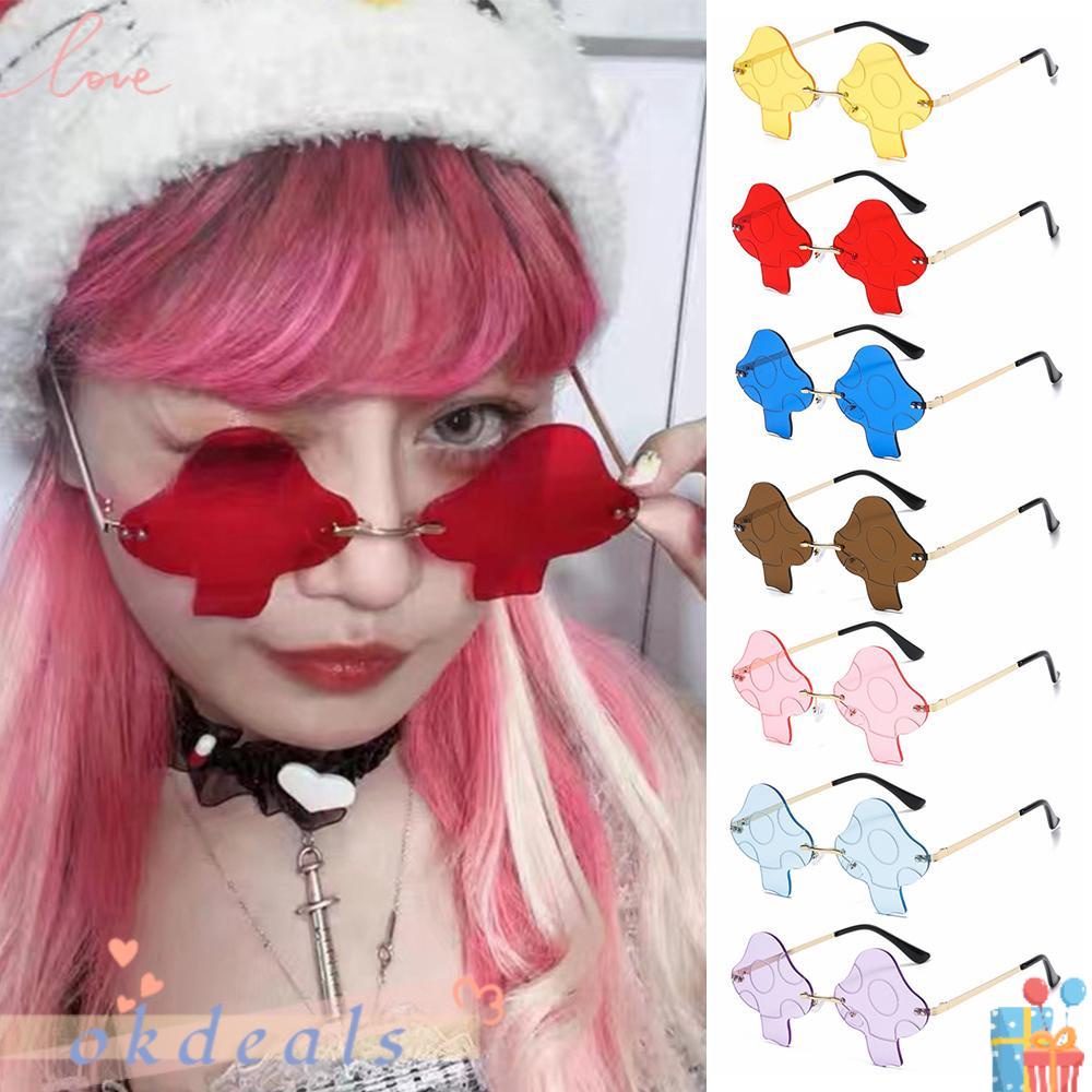 OKDEALS Kính Mát Hình Nấm Không Vành Phong Cách Retro Thời Trang Cho Nữ