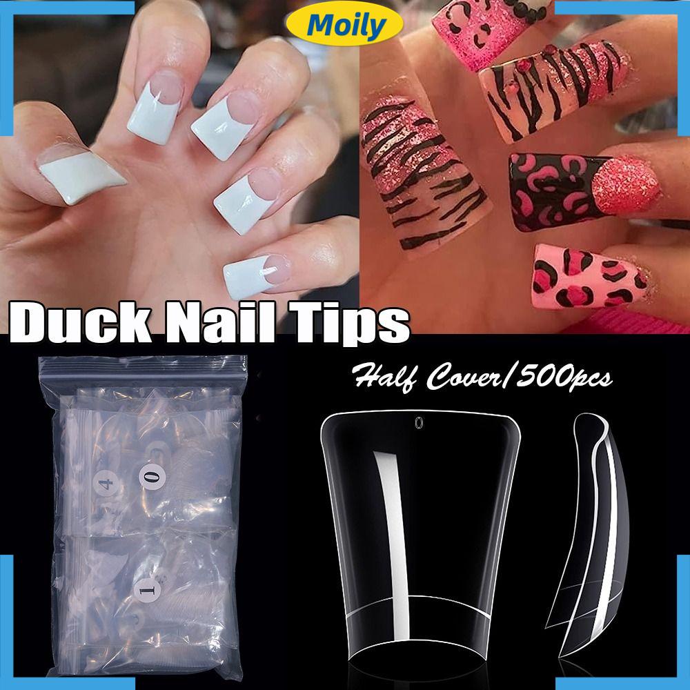 MOILYVN Bộ 500 Móng Chân Vịt 10 Kích Cỡ Bằng Acrylic Trong Suốt Tự Nhiên