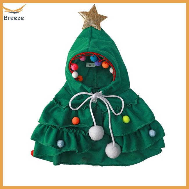 Áo Choàng Chống Gió Có Nón Hóa Trang Cây Thông Giáng Sinh Cho Thú Cưng