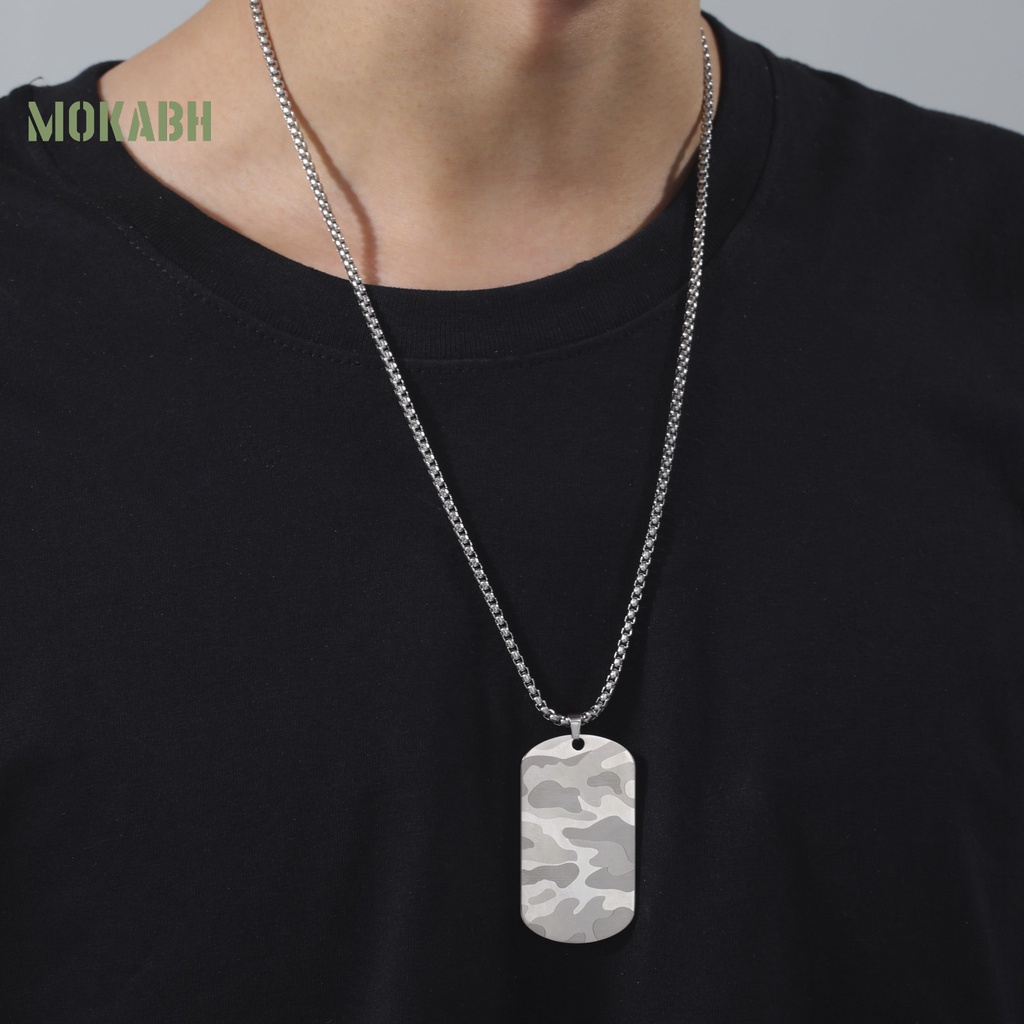 [Mok Abh] Vòng Cổ Bằng Thép Không Gỉ Mạ Điện Mặt Hình Học Phong Cách Hip Hop Thời Trang Cho Nam Mặc Hàng Ngày