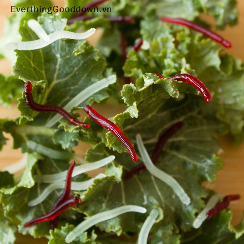 Everthinggooddown 100 Mồi Câu Cá Nhân Tạo Bằng Silicon Mềm Hình Giun Đỏ Mùa Hè