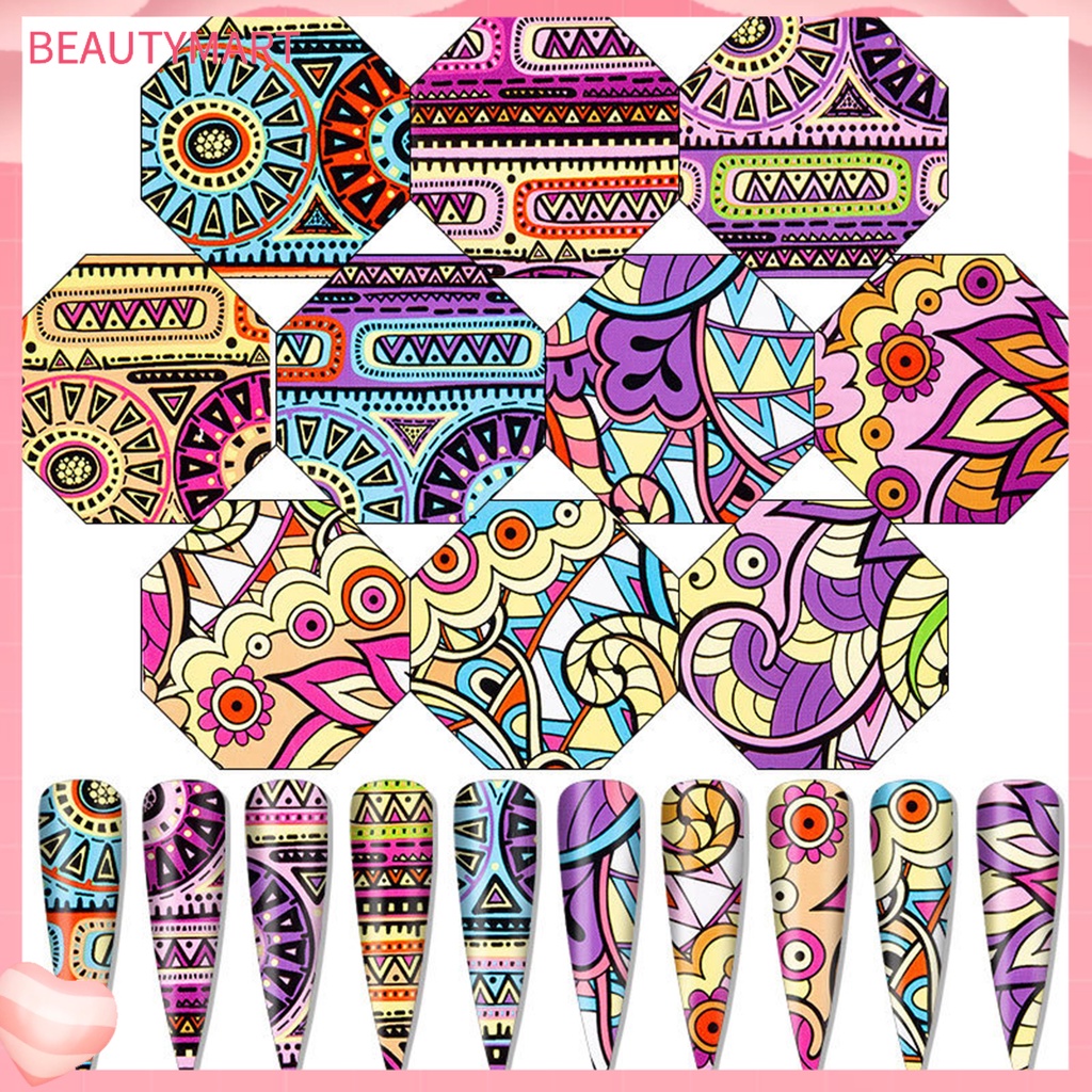 Set 10 Miếng Dán Trang Trí Móng Tay Siêu Nhẹ Dễ Sử Dụng