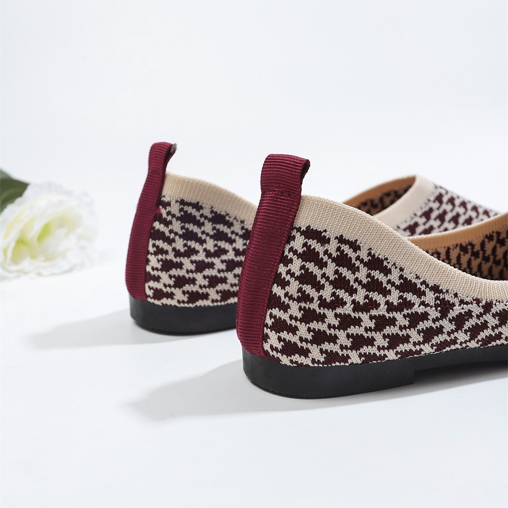 Giày Búp Bê Cao Nữ Su Mềm Hở Ngón Mũi Nhọn Phối Lưới Thoáng Khí Thời Trang