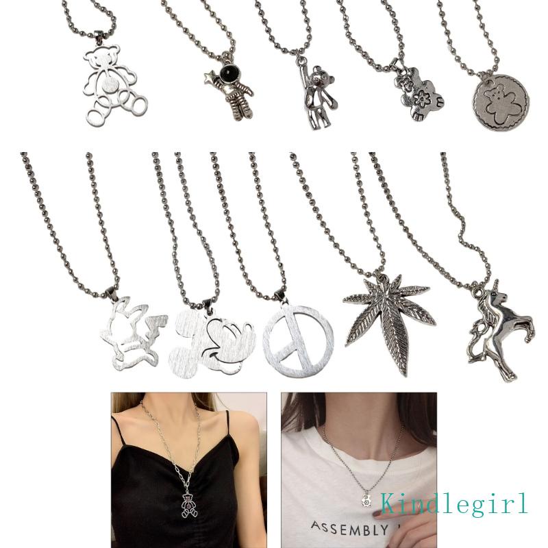 King Ins Vòng cổ Chuỗi Hạt Tròn Phối Mặt Hình Gấu Hoạt Hình Phong Cách Harajuku Dễ Thương Dễ Phối Đồ Cho Bạn Gái