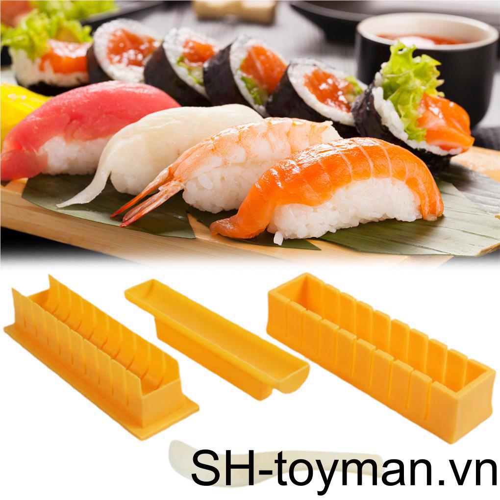 Set 4 Khuôn Làm Sushi Hình Tròn Chống Dính Tiện Dụng DIY