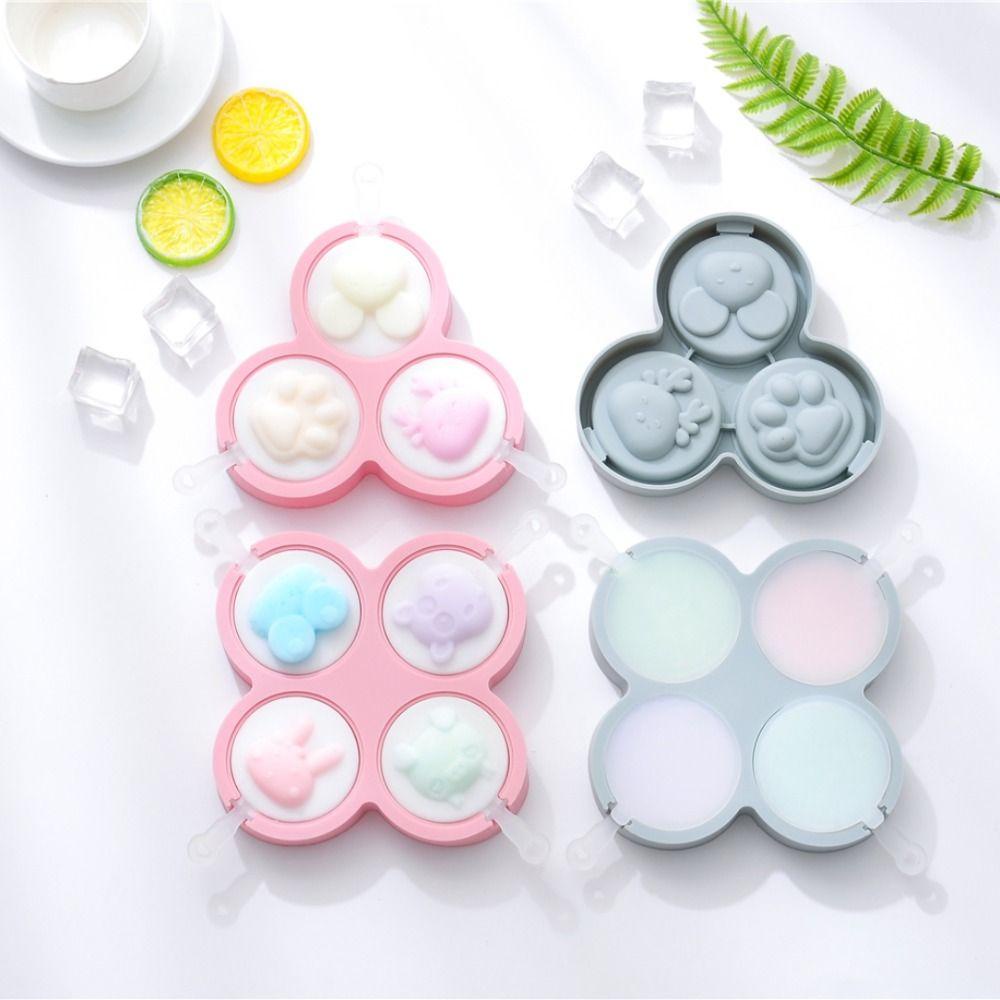 JANE 2 Khuôn Làm Kem Que 4 Ngăn Và 3 Ngăn Bằng Silicone