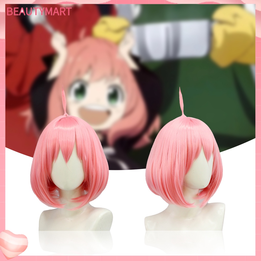 Bộ Tóc Giả Ngắn Bằng Sợi Tổng Hợp Màu Hồng Bóng Mượt Mà Chịu Nhiệt Độ Cao Cosplay Nhân Vật Anime