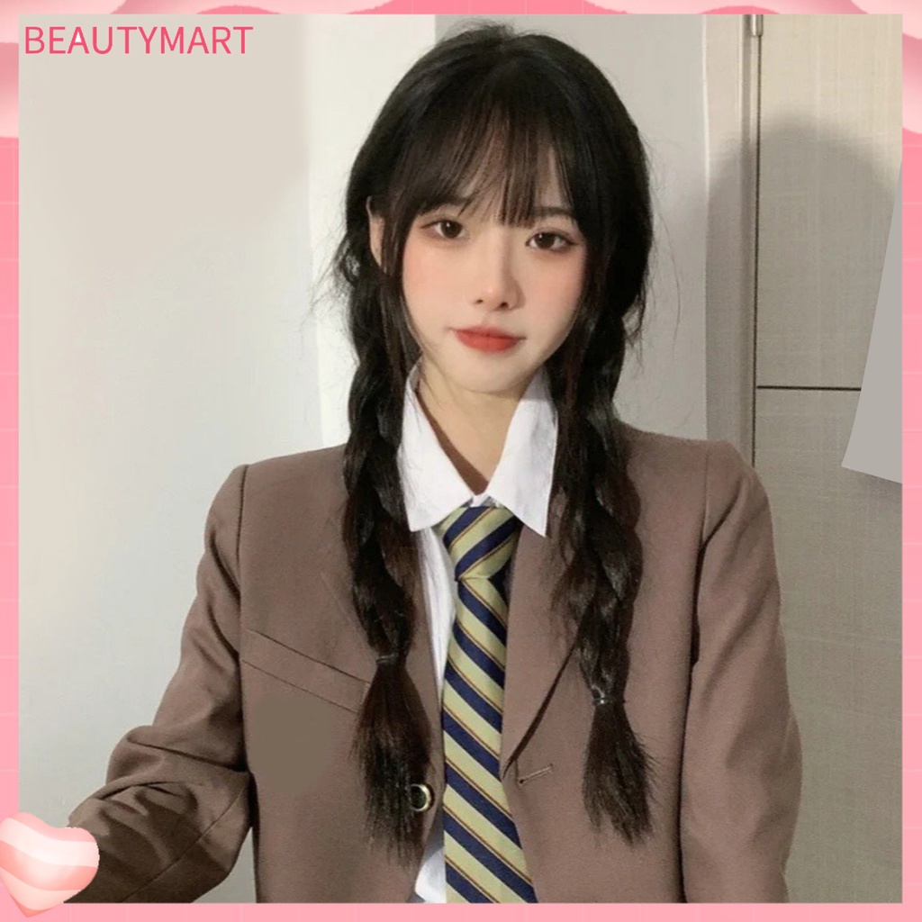 [beautymart] Bộ Tóc Giả Thắt Bím Dài Màu Đen Trơn Mượt Không Bị Rối Hóa Trang Cho Nữ