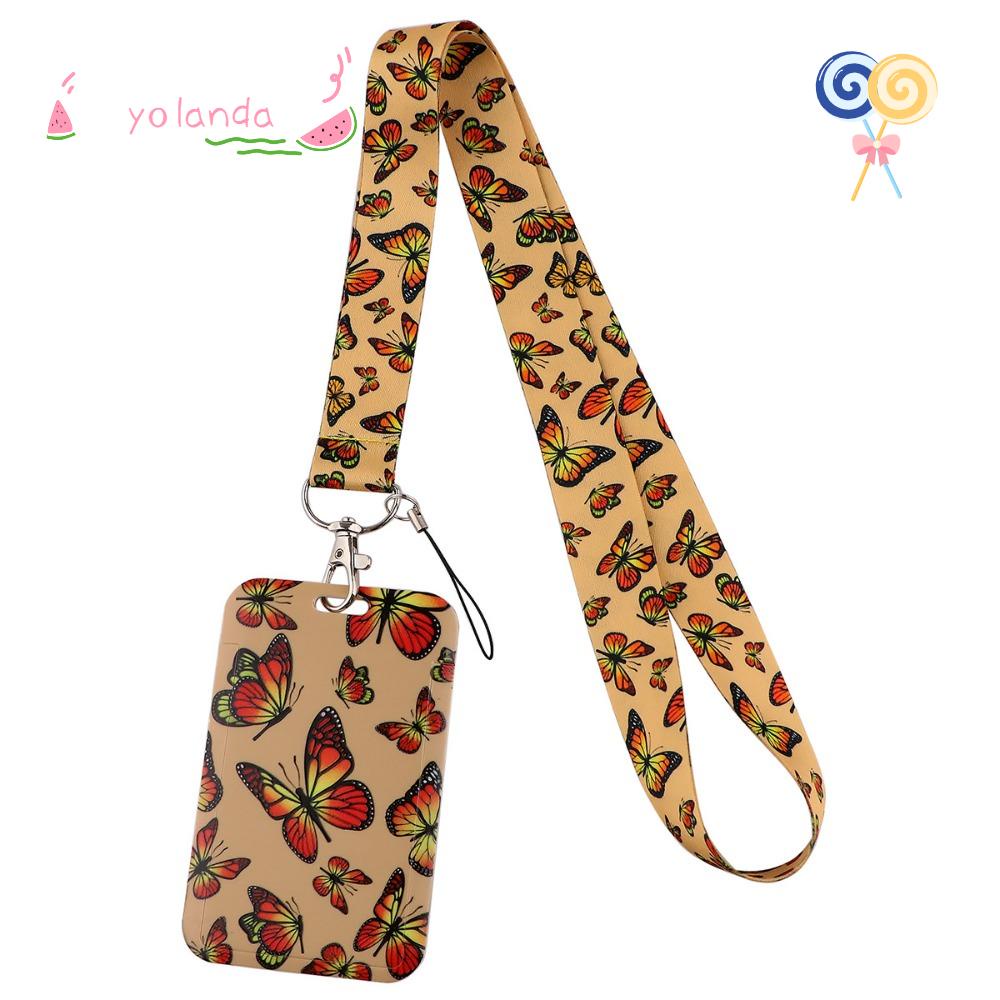 Dây Đeo Cổ Gắn Huy Hiệu ID Hình Bướm Màu Xanh Lá Dễ Thương Cho Học Sinh
