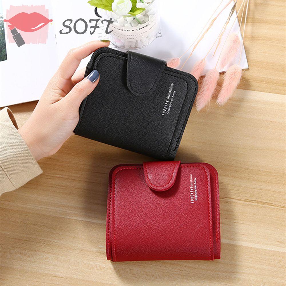 SOFTNESS Ví Da PU Đựng Thẻ Đa Năng Thời Trang Cho Nữ Giá Đỡ