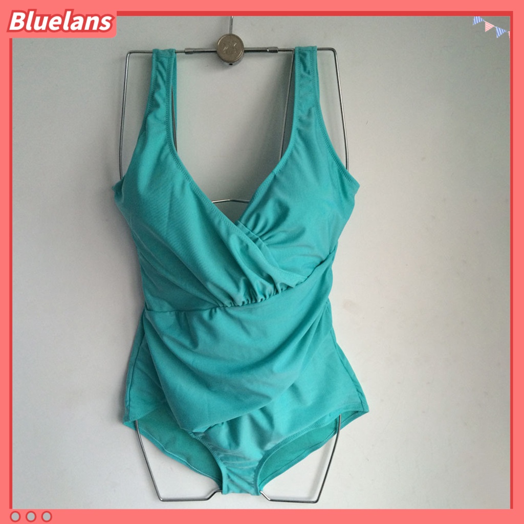 [BLS] Bộ Đồ Bơi Một Mảnh Dây Bản Rộng Cổ Chữ V Dây Bản Rộng Xếp Ly Gợi Cảm Cho Nữ Đi Biển