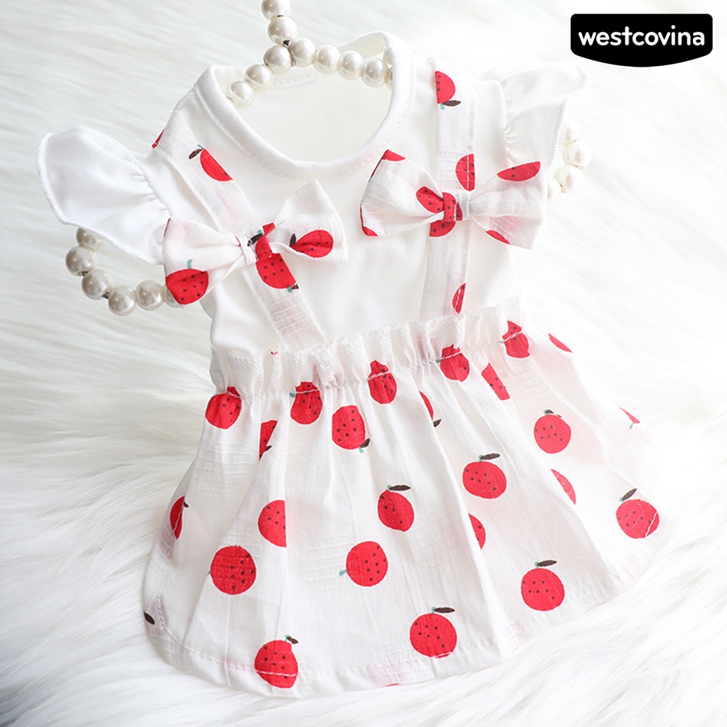 [COD]♞Đầm Không Tay In Họa Tiết Dâu Tây Tinh Tế Thời Trang Mùa Hè Cho Cún Cưng